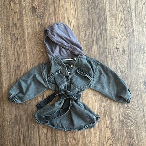 Zara black denim dress with hoodie